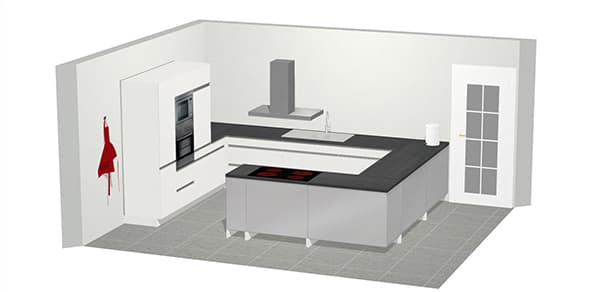 3D G-keuken met kookeiland