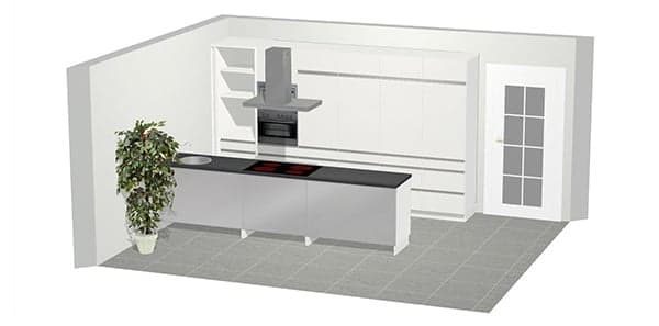 Parallel keuken met kastenwand