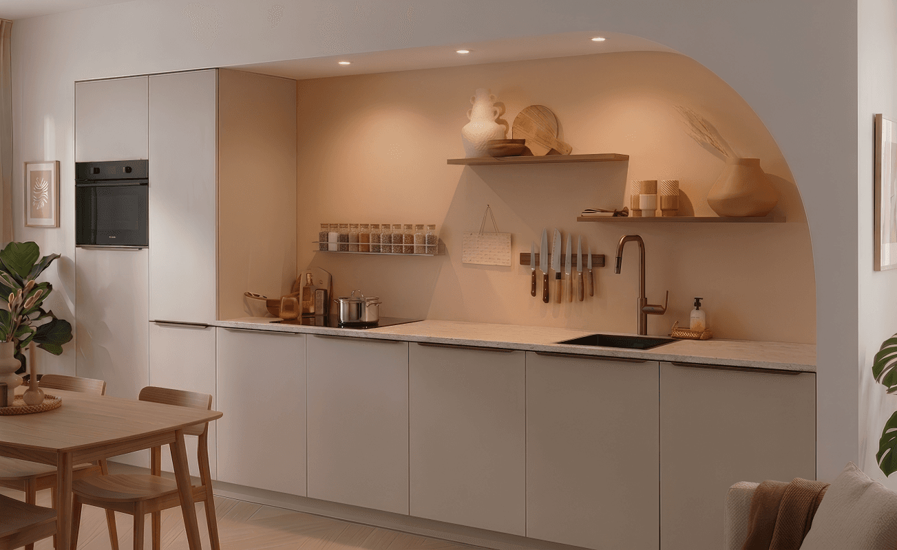 Een kleine keuken slim indelen? Ontdek praktische tips voor meer werkruimte, opbergruimte en een keuken die groter voelt.